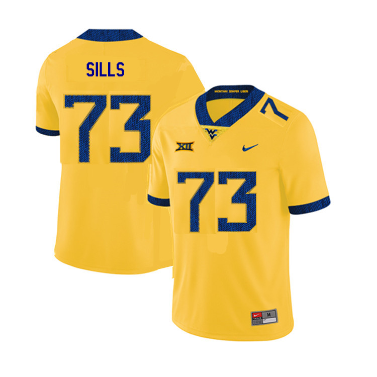 2019 Men #73 Josh Sills West Virginia Mountaineers College Football Jerseys Sale-Yellow - Click Image to Close